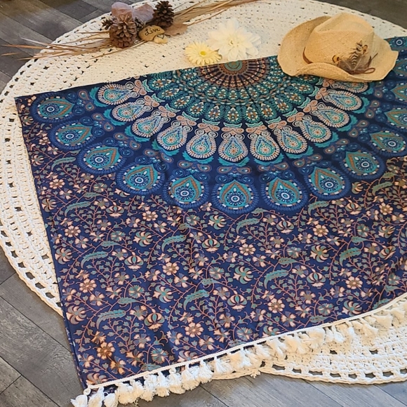 NEW BO HO FRINGE WALL ART,TABLE CLOTH, BED THROW - Picture 1 of 16